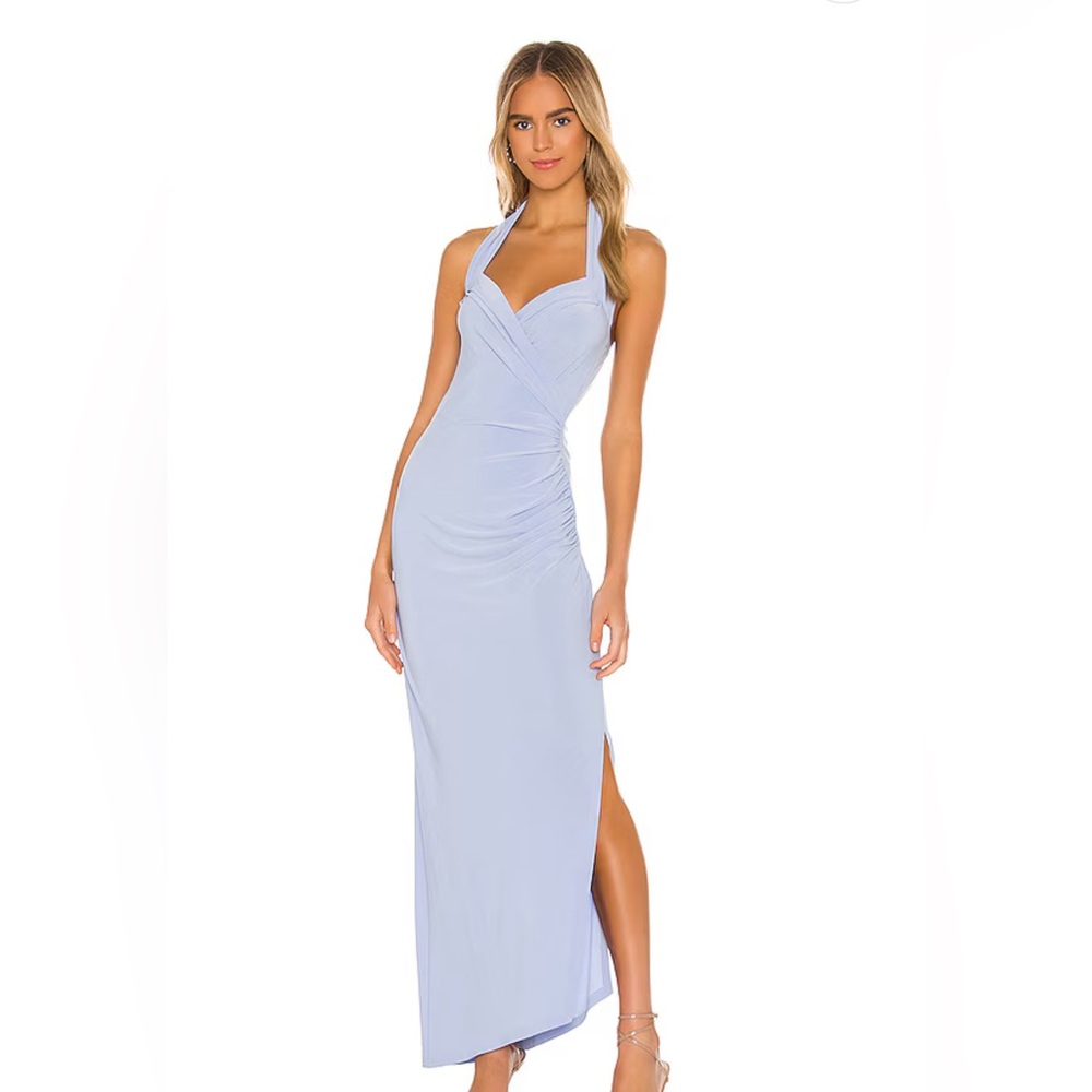 Revolve Halter Sweetheart Side Drape Gown